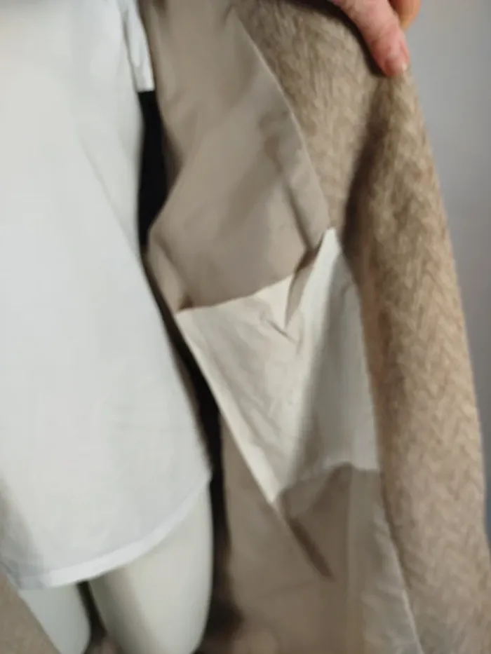 Manteau long beige femme 100% laine coupe élégante - confortable et chic A260 - photo numéro 8