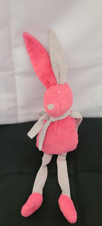 Bout'chou Doudou lapin rose gris étoile