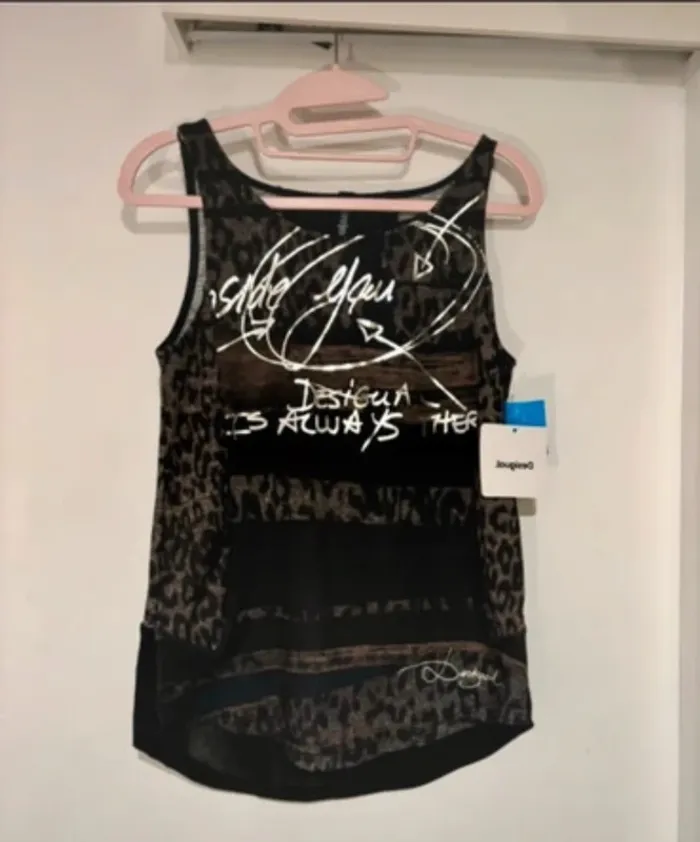 🌟 Débardeur noir léopard Desigual – taille XS – Neuf