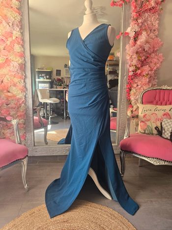 Robe longue sirene sexy bleu canard taille M