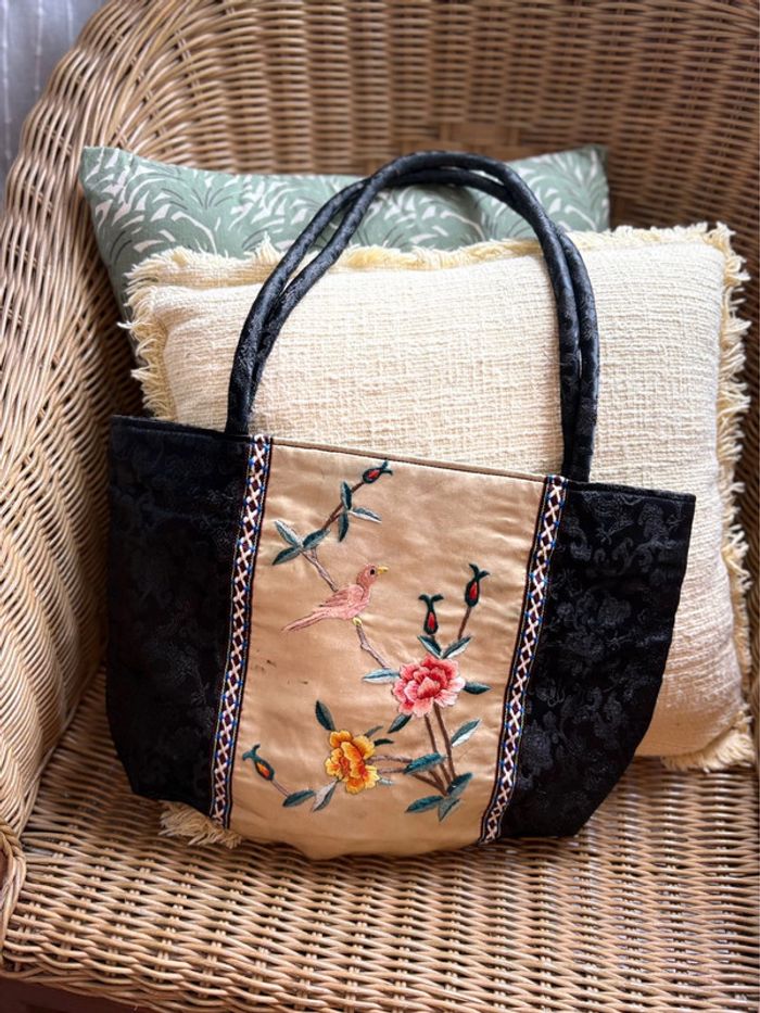 Sac en tissu à motif japonais/chinois - en très bon état