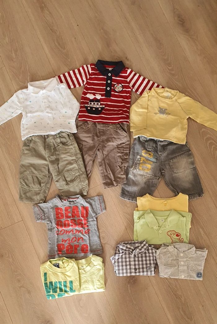 Lot 3 ensembles été, 2 chemises, 4 t-shirts. 3mois
