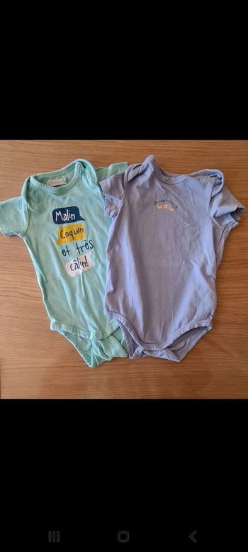 Lot de 2 bodies manches courtes T.6mois