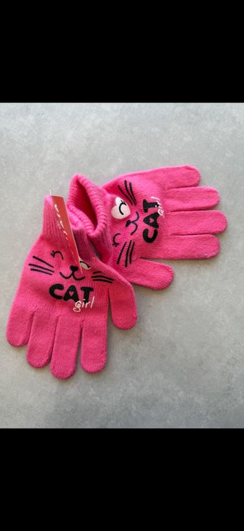 Gants rose chat