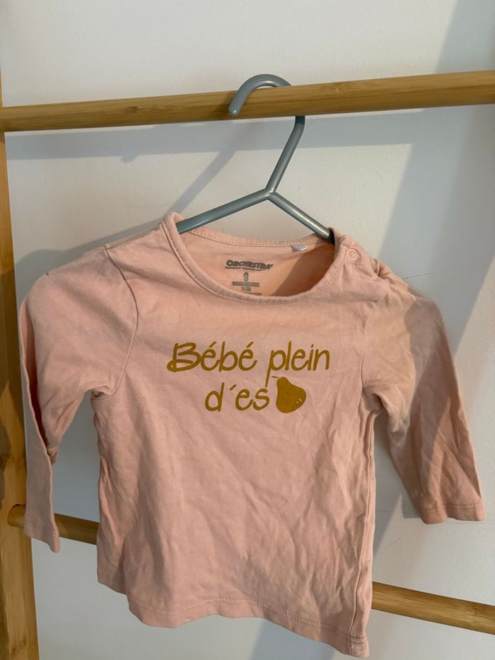 T-shirt rose “bébé plein d’espoir” - Orchestra - 9 mois