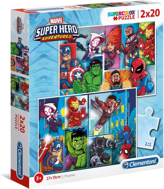 CLEMENTONI PUZZLE MARVEL SUPER HERO SUPERCOLOR 2 X20 PIECES 24768