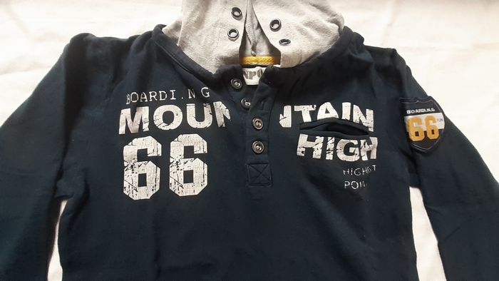 Sweet à capuche marine et gris - photo numéro 3