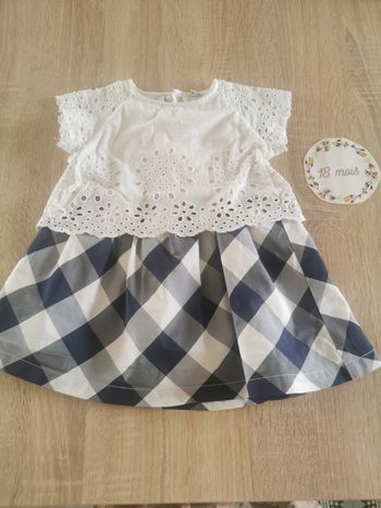 Robe bébé fille dentelle et vichy 18mois