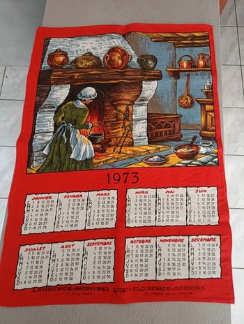 Torchon calendrier 1973 neuf