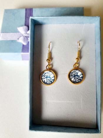 Boucles d oreilles inspiration céramique chinoise