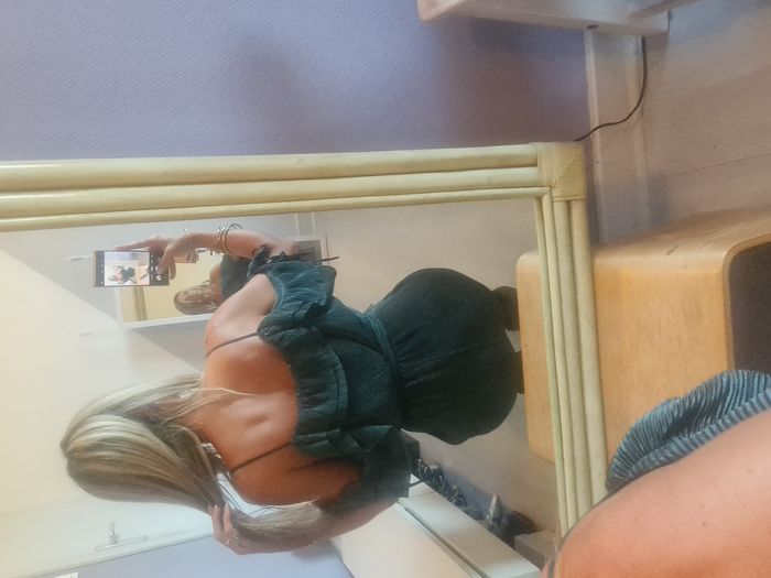 Combinaison verte bouteille plissée épaules découvertes Zara Taille 36 - photo numéro 7