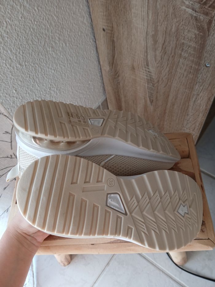 Baskets Running BEIGE Femme motif Paillettes Lacets - photo numéro 4