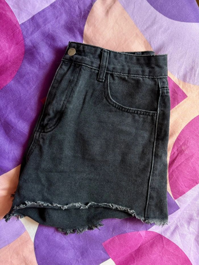 Short en jean denim noir taille haute Shein L - photo numéro 6