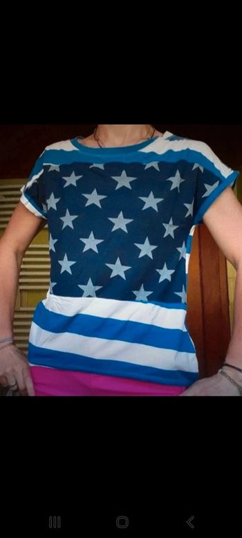 T-shirt femme Motif drapeaux américain bleu