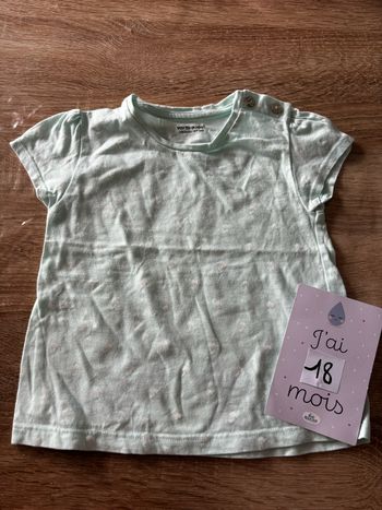 Tee shirt bleu palmiers Vertbaudet t.18m