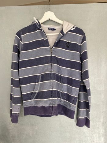 Gilet zippé avec capuche Geox à rayures bleu et blanc taille 12 ans 