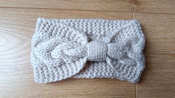 Bandeau hiver adulte beige avec torsades