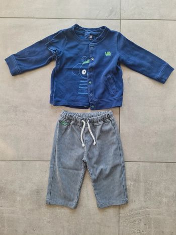 Ensemble mi saison été gilet T-shirt manches courtes et pantalon léger 18 mois