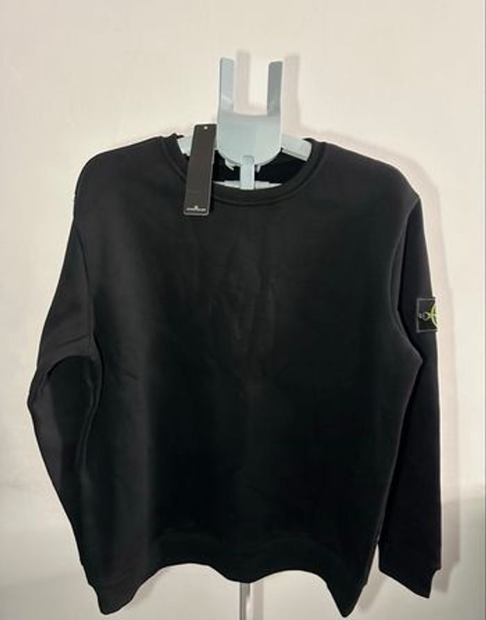 Sweat Stone Island noir badge manche – taille L,  avec certilogo