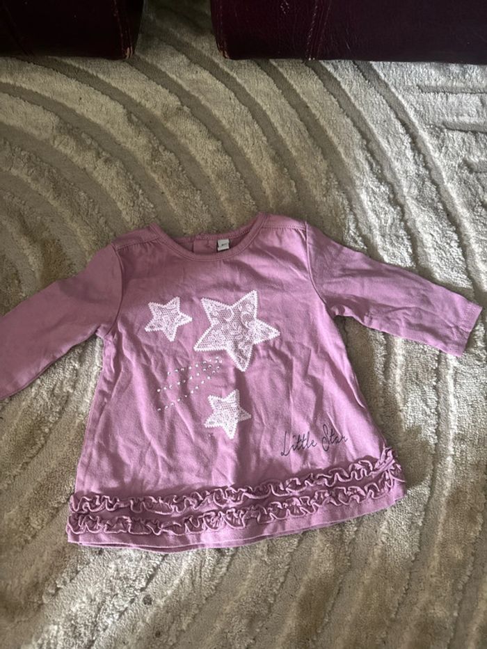 Top manches longues bébé – Mauve – 6 mois
