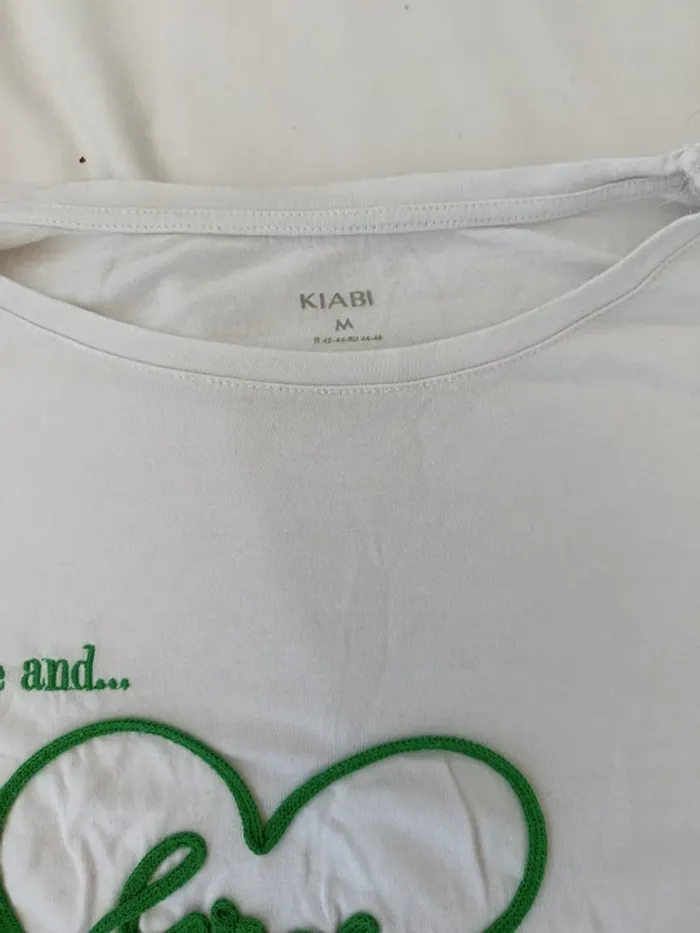 T-shirt basique manches courtes blanc love Kiabi taille M - photo numéro 2