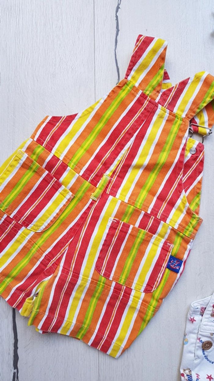 Lot de 2 salopettes estivales style vintage garçon 3mois - photo numéro 3