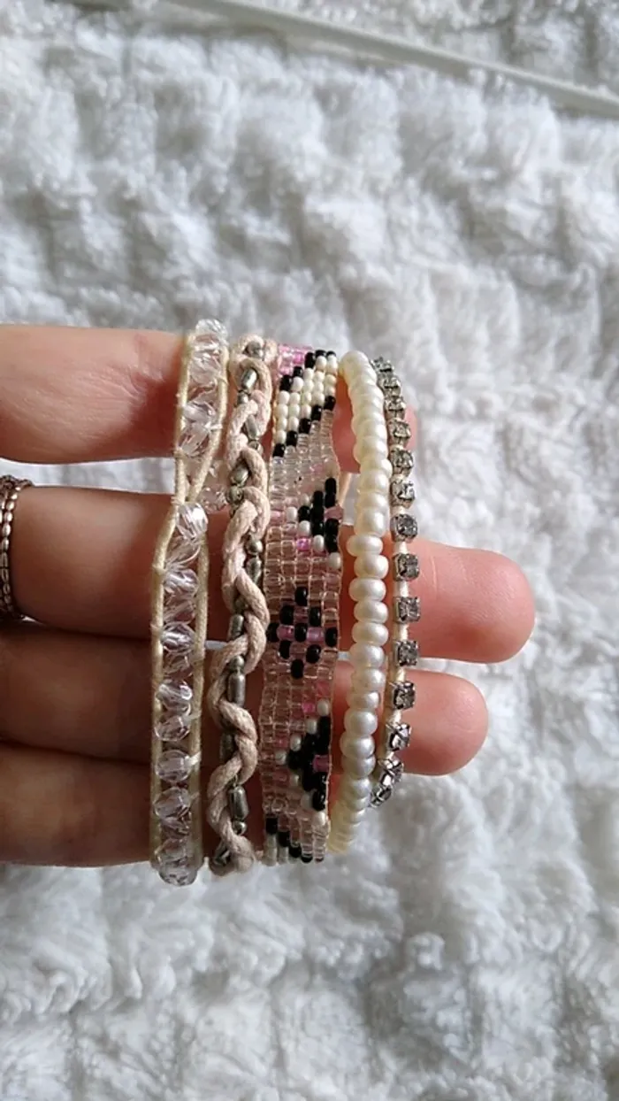 Bracelet créateur 5 brins fermoir aumant - photo numéro 2