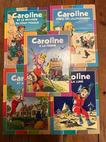 Pierre Probst - Lot de 5 livres Caroline bd albums Hachette édition damiers bords colorés