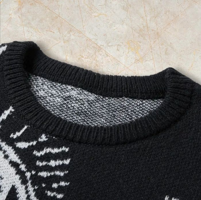 Knit Diables Sweater Y2K Vintage Oversized 90s Taille M – Crewneck Old School Americain Streetwear - photo numéro 2