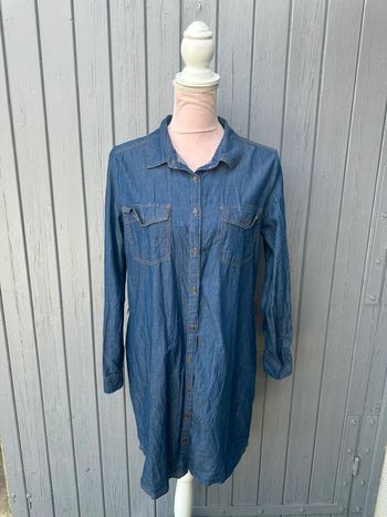 Robe en jeans bleu foncé manches longues