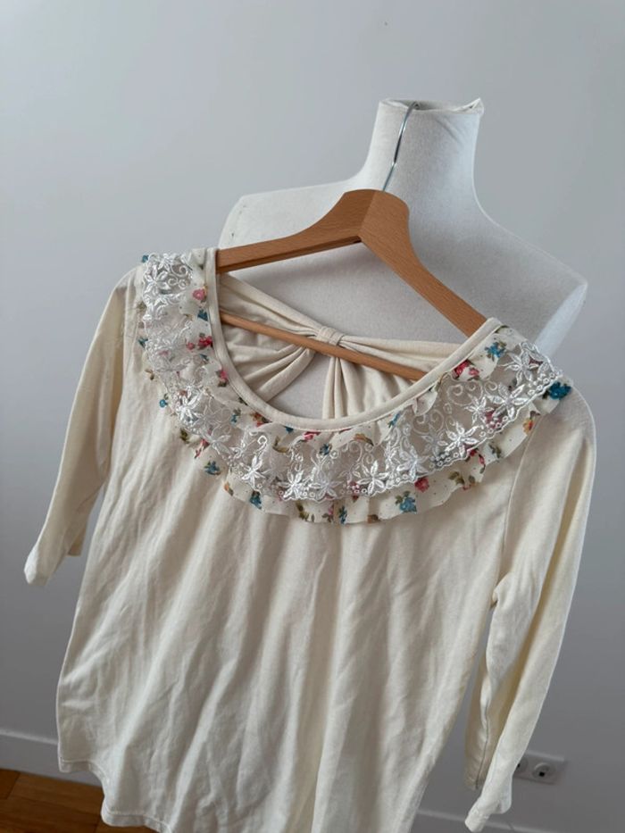 Joli haut col dentelle vintage S/36 - photo numéro 2