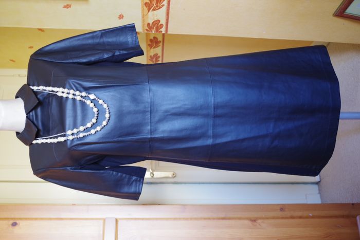 Blacky Dress - Robe cuir agneau, coupe évasée noir T. 42 - photo numéro 2