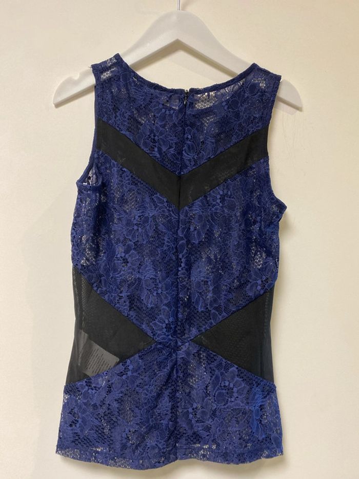 Superbe haut sexy dentelle bleu et noir neuf Morgan taille 34 - photo numéro 2