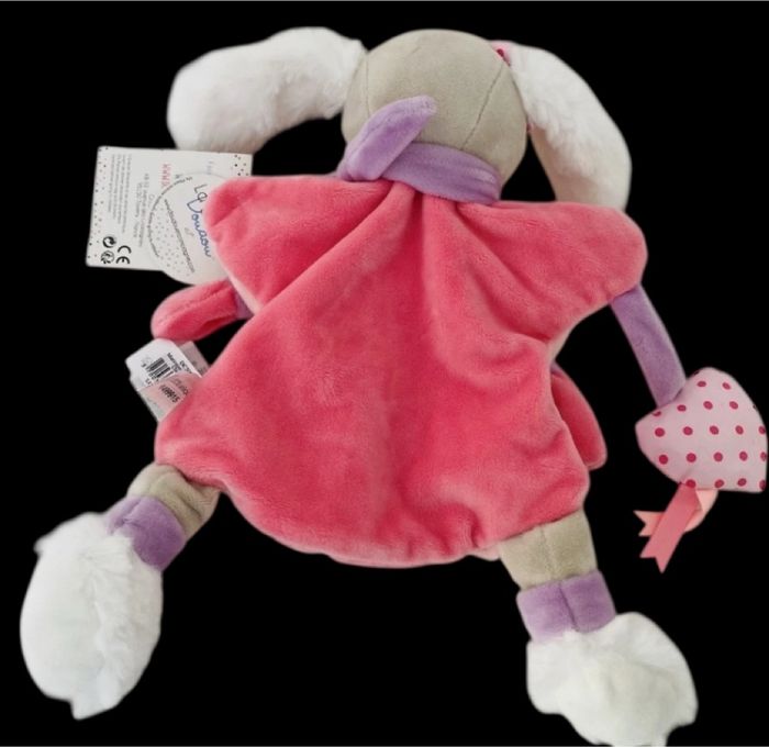 ❤️B4934 DOUDOU ET COMPAGNIE Chien Marionnette  Gris Blanc Rose Girl Toopi - photo numéro 2