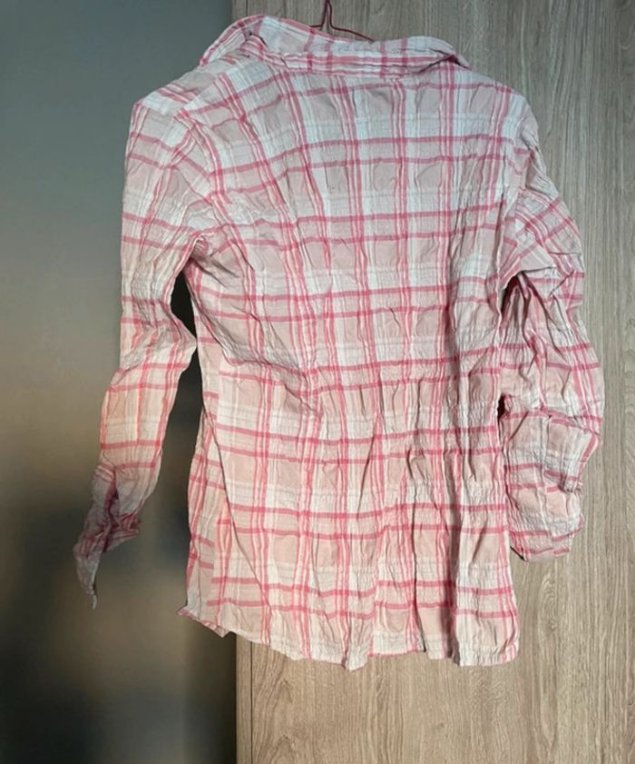 Chemise blouse légère à carreaux rose et blanc - photo numéro 4