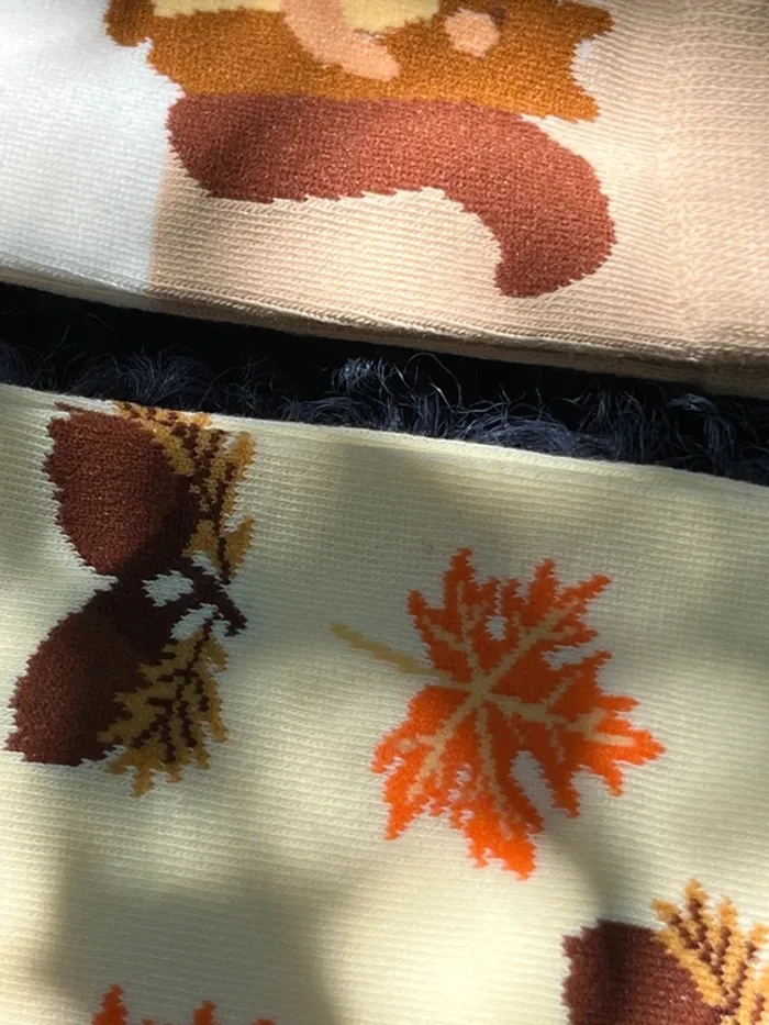 Lot de 5 paires de chaussettes thème automnal / citrouille / écureuil / glands - photo numéro 3