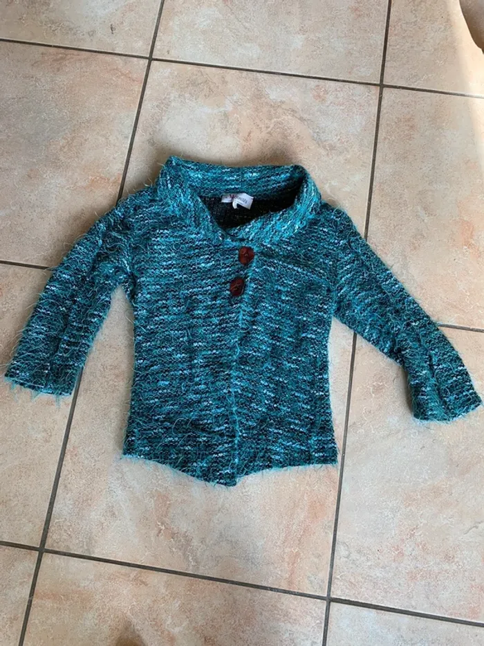 Gilet affinités Armand Thierry T 1 7% de laine bleu chiné