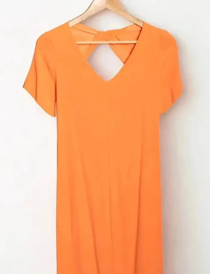 Robe orange Sandro Paris – dos ouvert, taille 36 - photo numéro 3