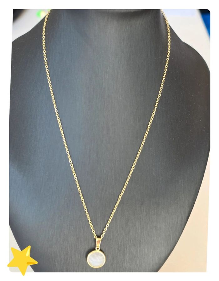 Collier argent plaquage dorée pendentif nacré - photo numéro 2