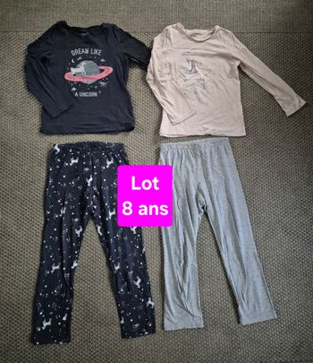 Lot de 2 pyjamas ML "licornes" fille - 8 ans