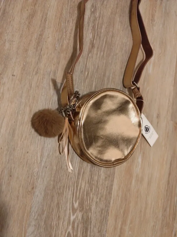 Sac a main Petit Bateau doré rosé neuf bandoulière - photo numéro 2