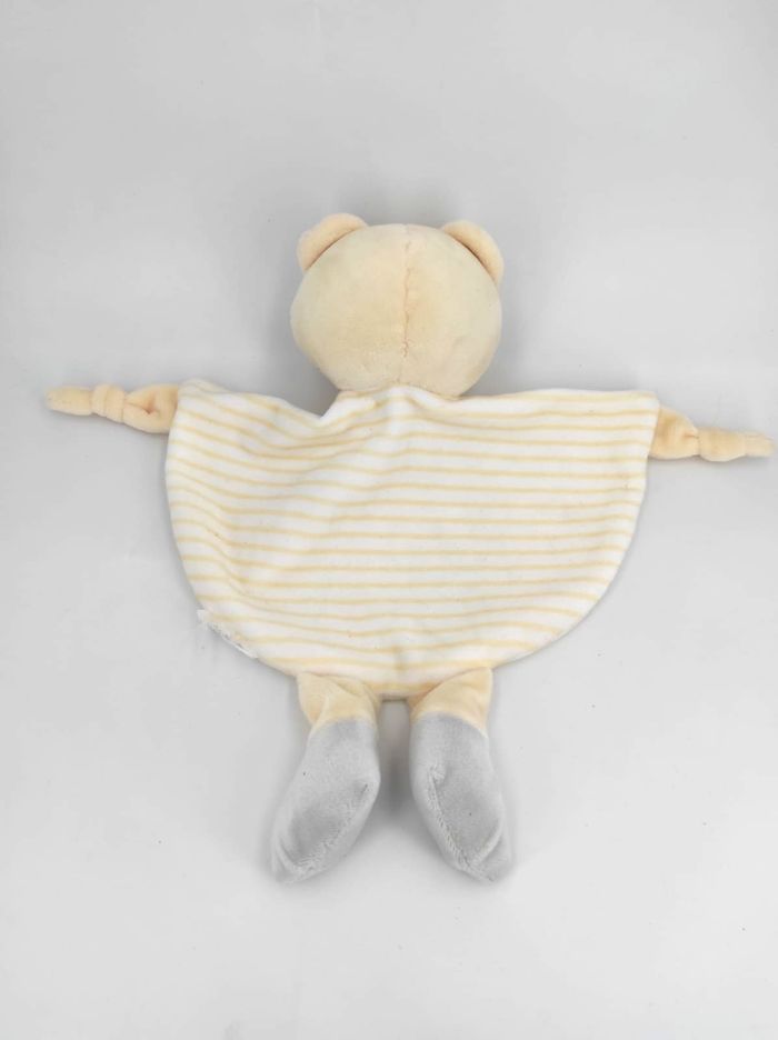 Doudou Plat Ours Blanc Crème et Jaune Tom & Kiddy - photo numéro 3