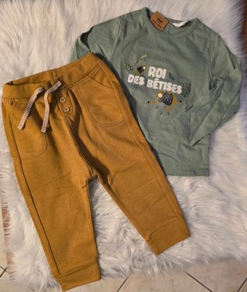 (Neufs non portés) ensemble teeshirt ml et pantalon 36mois garçon