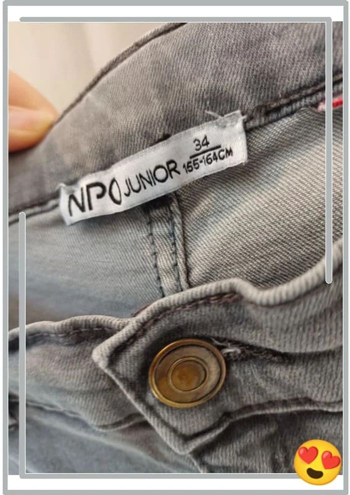 Jeans slim gris npo 155-164cm 34 - photo numéro 3