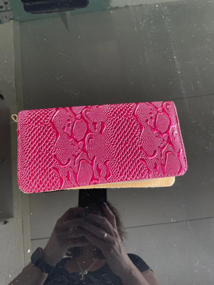 Portefeuille, rose, python - photo numéro 2