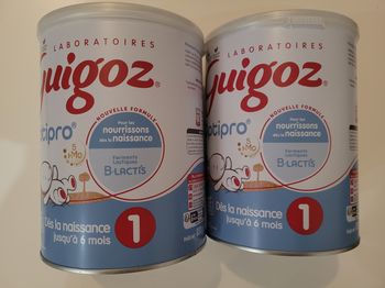 2 boites de lait Guigoz 1er âge optipro 1