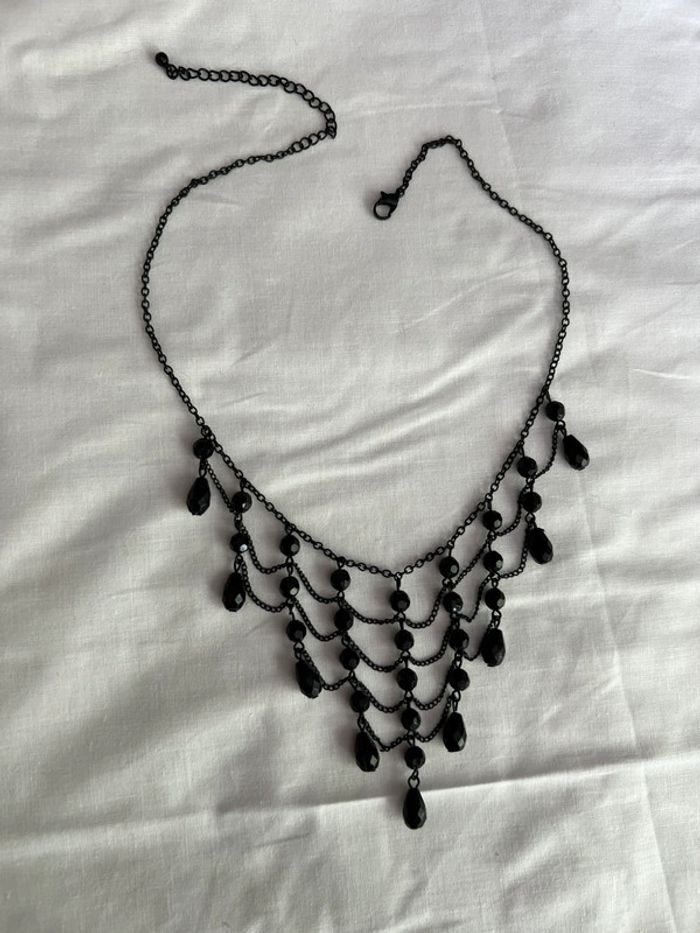 Collier multi chaines perles noires Goth Whimsigoth Victorian - photo numéro 2