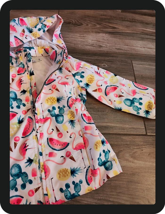 Coupe vent à capuche flamant rose pastèque Name it Taille 3-4 ans - photo numéro 4