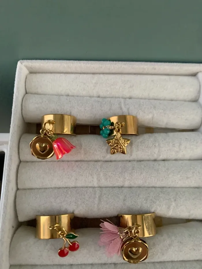 lot 4 bague acier inoxydable ajustables