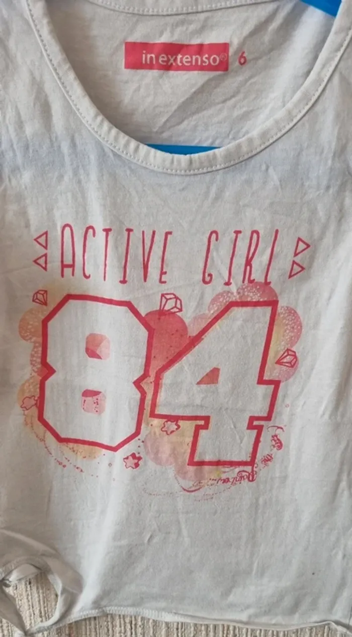 Tee shirt blanc et rose taille 6 ans in extenso - photo numéro 3